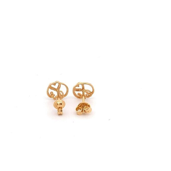18K Yellow Gold Earrings Stud Love Heart Tiny 1.26 grams - Picture 9 of 13
